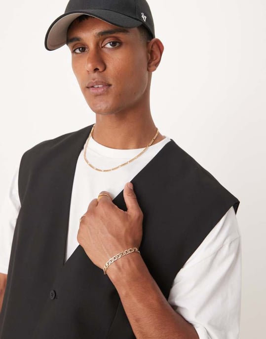 ASOS DESIGN relaxed longline waistcoat in black - Image 3