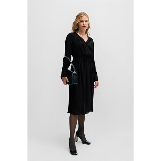 Women's Boss Dagatta V-Neck Midi Wrap Dress in Black - Image 4