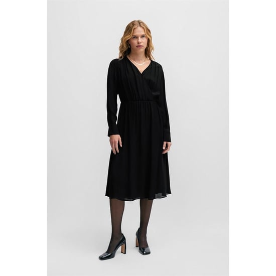 Women's Boss Dagatta V-Neck Midi Wrap Dress in Black - Image 5