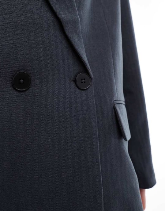 Vero Moda Tall tailored herringbone co-ord blazer in dark grey melange - Image 4