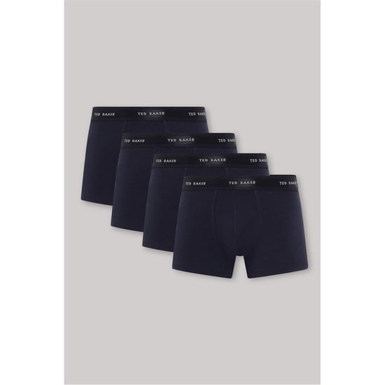 Men's Ted Baker 4 Pack Plain Design Trunk in Navy/Navy - Image 1