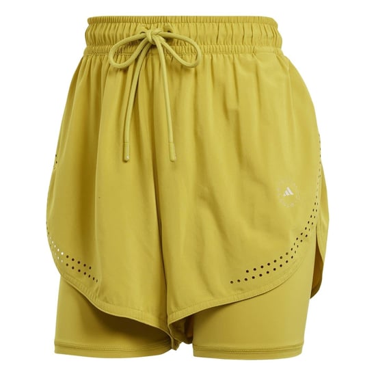 Women's adidas 2 in 1 Fitness Road Shorts with Elasticated Waistband in Green - Image 1