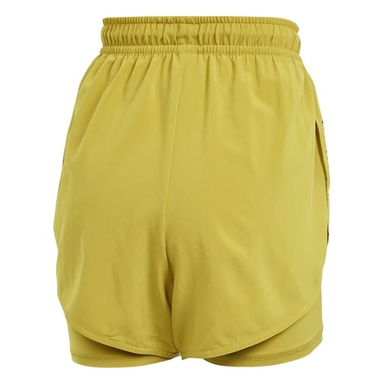 Women's adidas 2 in 1 Fitness Road Shorts with Elasticated Waistband in Green - Image 2