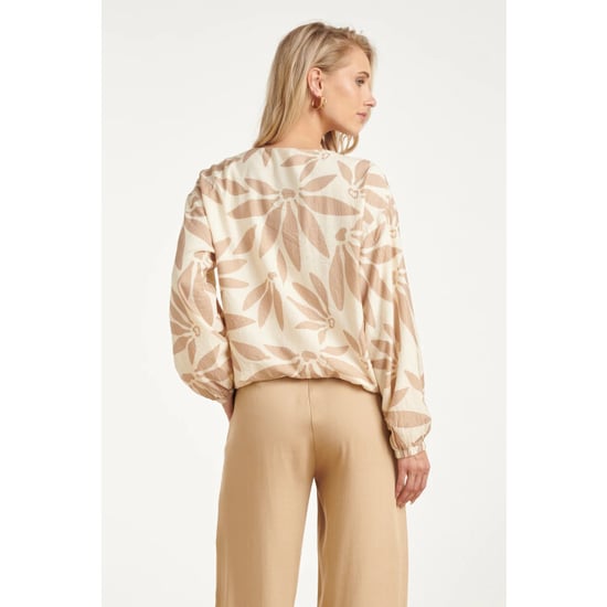 Smashed Lemon Bomberjack met abstracte bloemprint beige/wit | - Image 2