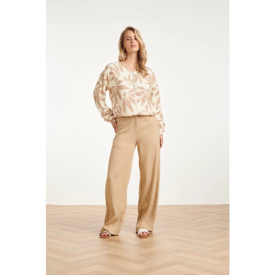 Smashed Lemon Bomberjack met abstracte bloemprint beige/wit | - Image 6
