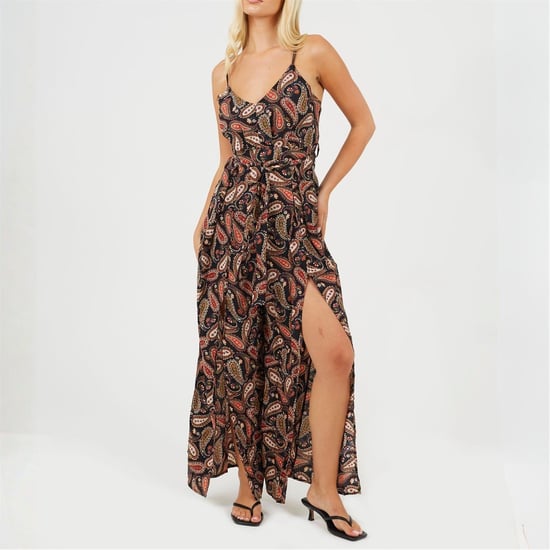 Women's Brave Soul Spaghetti Strap Paisley Palazzo Jumpsuit in Black - Image 1
