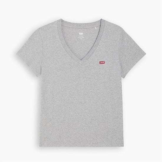 Women's Levis V-Neck Short Sleeve T-Shirt in Heather Grey - Image 1