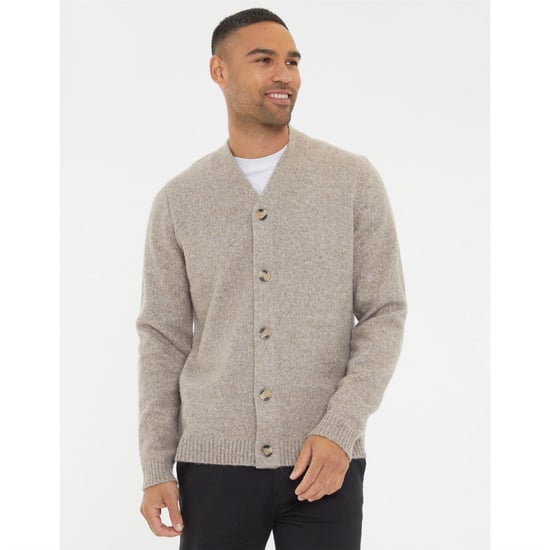 Men's Threadbare Dutch Cardigan in Taupe Marl - Image 1