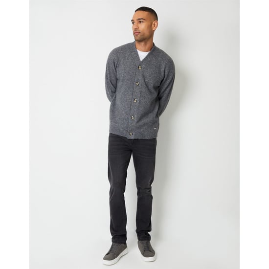 Men's Threadbare Dutch Cardigan in Charcoal Marl - Image 2