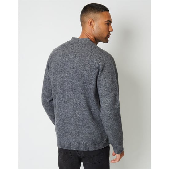 Men's Threadbare Dutch Cardigan in Charcoal Marl - Image 3