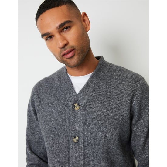 Men's Threadbare Dutch Cardigan in Charcoal Marl - Image 4