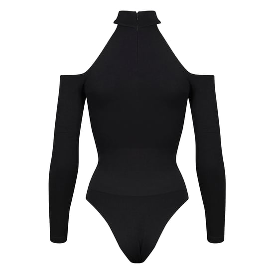 Dames Essentials Cold Shoulder Bodysuit Sculpting Gerecycled Stretch Fit - Image 2