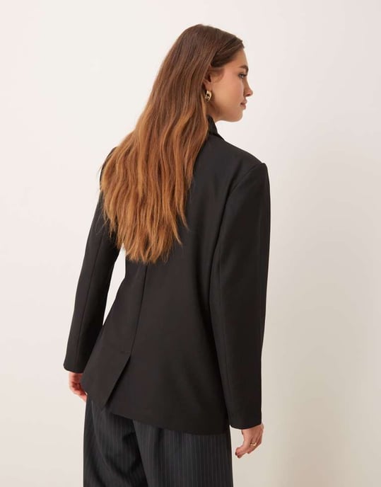 Vila oversized tie detail blazer in black - Image 3