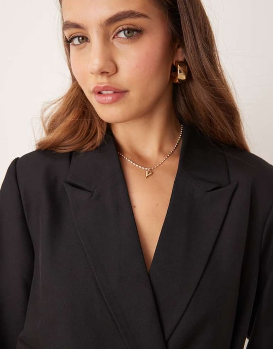 Vila oversized tie detail blazer in black - Image 4