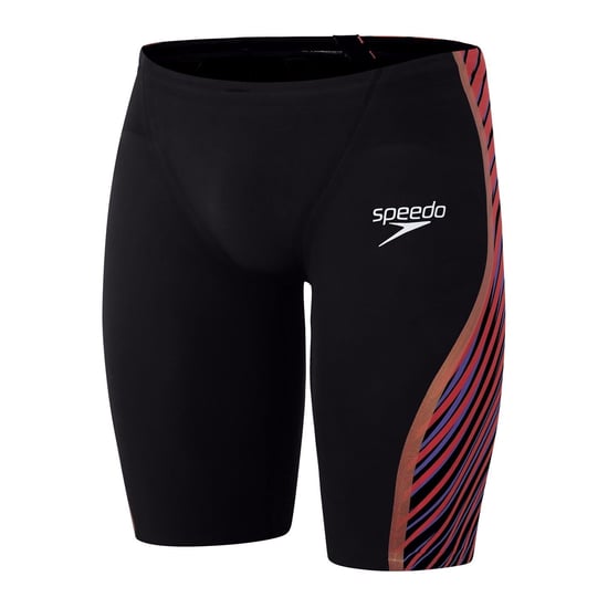 Men's Speedo Stripe Patterned Pre Intent Jammer Short in Black/Red - Image 1