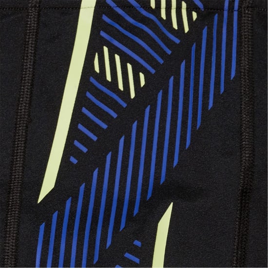 Men's Speedo Tech Panel Aqua Short Stripe Swim Brief in Black/Blue - Image 2