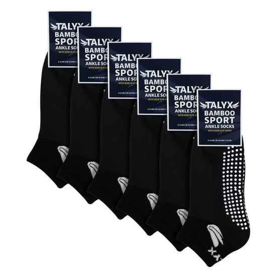 6-Pack Heren Bamboe Enkelsokken met Grip | Versterkte Hak en Teenzacht Antislip Sokken - Image 2