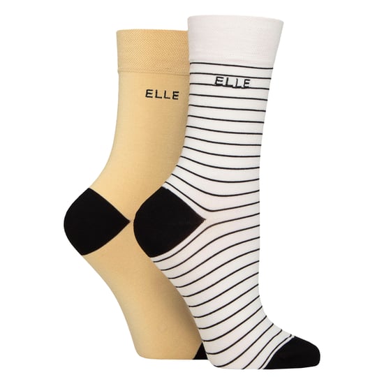 2-pack Dames Gestreepte en Effen Bamboosokken - Zacht Ademend Dagelijks Comfort - Image 1