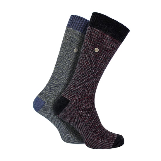 2 Pack Men's Casual Ribbed Cotton Dress Socks | Midweight Square Knit Socks - Image 1