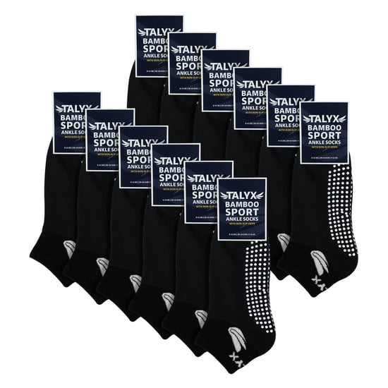 12-pack herrbambustrumpor för anklar | Förstärkt häl och tå, mjuka halkfria strumpor - Image 2