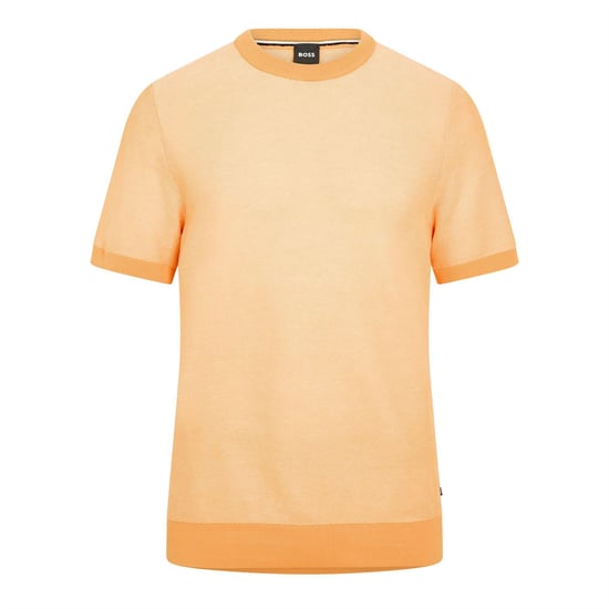 Men's Boss Tantino Knitted T-Shirt in Medium Orange - Image 1