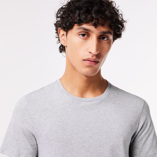 Men's Lacoste Crew Neck Short Sleeve Undershirt T-Shirt in White/Silver - Image 3