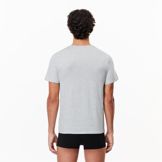 Men's Lacoste Crew Neck Short Sleeve Undershirt T-Shirt in White/Silver - Image 4