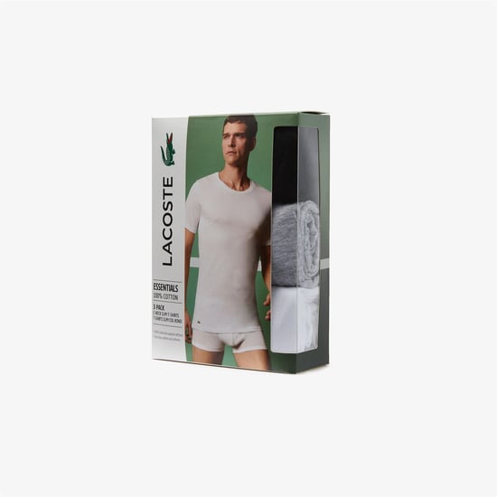 Men's Lacoste Crew Neck Short Sleeve Undershirt T-Shirt in White/Silver - Image 5