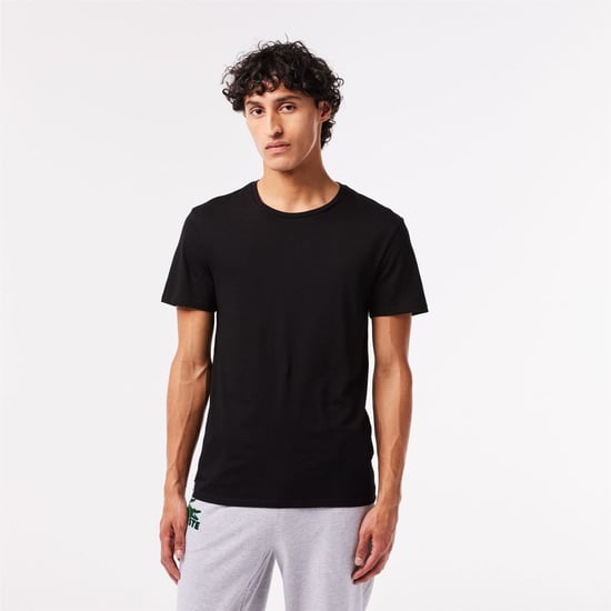 Men's Lacoste Crew Neck Short Sleeve Undershirt T-Shirt in White/Silver - Image 6