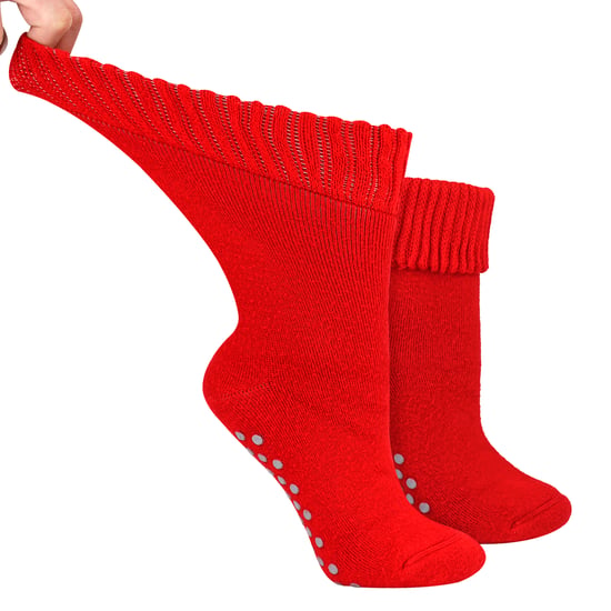 Ladies Extra Wide Winter Bed Socks with Grips | Non Slip Thermal Sleep Socks - Image 1