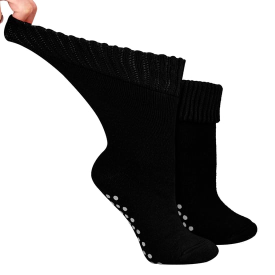 Ladies Extra Wide Winter Bed Socks with Grips | Non Slip Thermal Sleep Socks - Image 1