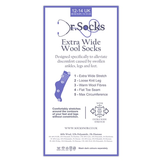 Ladies Mens Wool Oedema Socks for Swollen Feet & Circulation Support - Image 2