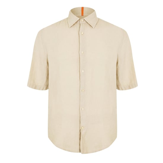 Men's Boss Short Sleeve Shirt in Light Beige - Image 1