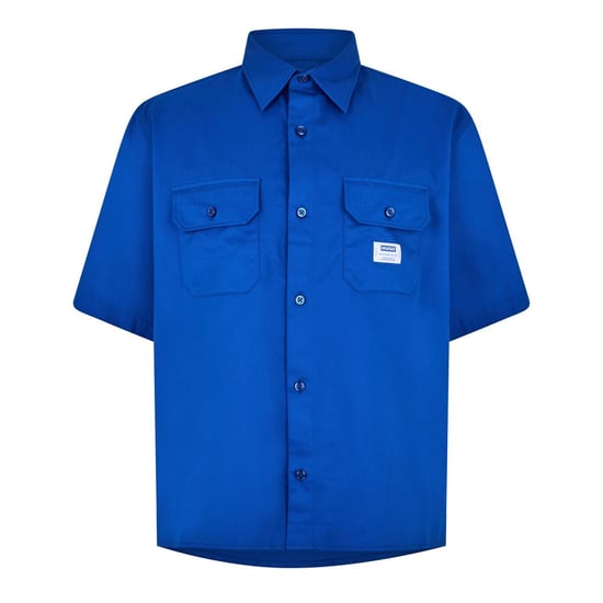 Men's Hugo Ekyno Short Sleeve Plain Shirt in Blue 493 - Image 1