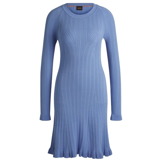 Women's Boss Crew Neck Long Sleeve Knee Length Sweater Dress in Bright Blue - Image 1
