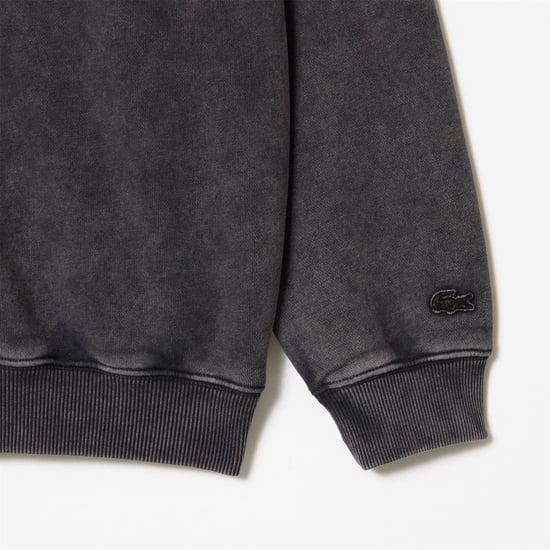 Men's Lacoste Embroidered Crew Neck Drop Shoulder Sweatshirt in Black - Image 6