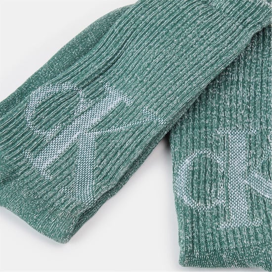 Men's Calvin Klein Crew Socks in Drk Grn/White - Image 2