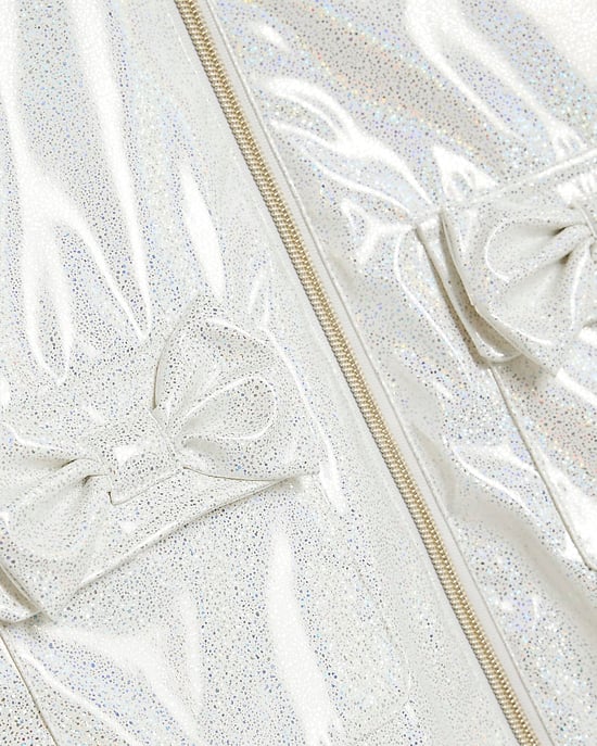 River Island Mini Girls Coat White Bow Glitter Raincoat - Image 4