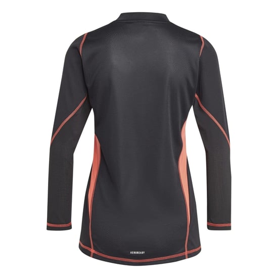 Women's adidas Mock Neck Three Quarter Sleeve Jersey T-Shirt in Black - Image 2