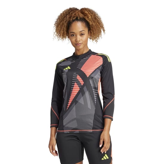 Women's adidas Mock Neck Three Quarter Sleeve Jersey T-Shirt in Black - Image 3