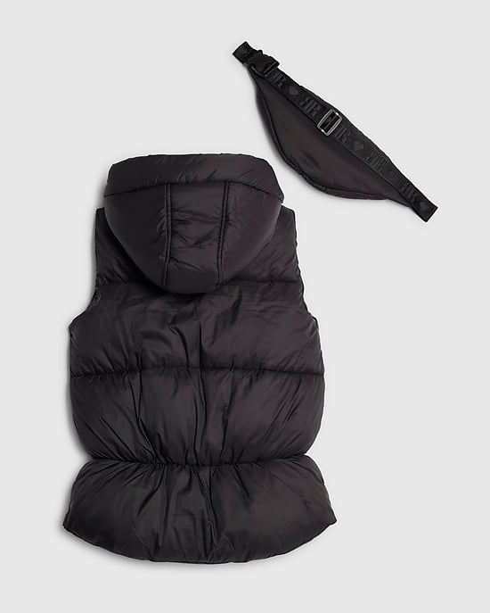 River Island Girls Gillet & Crossbody Bag Set Black 2 Piece - Image 2
