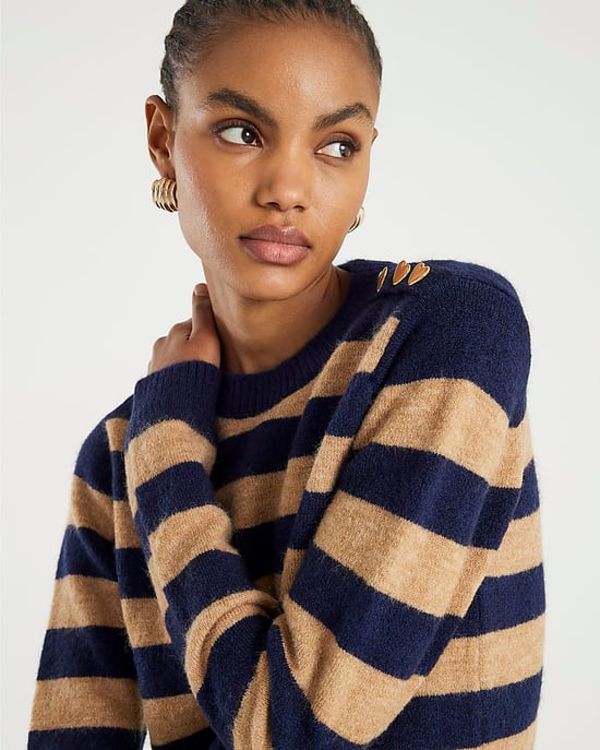 River Island Womens Jumper Navy Knitted Stripe Heart Button - Image 2