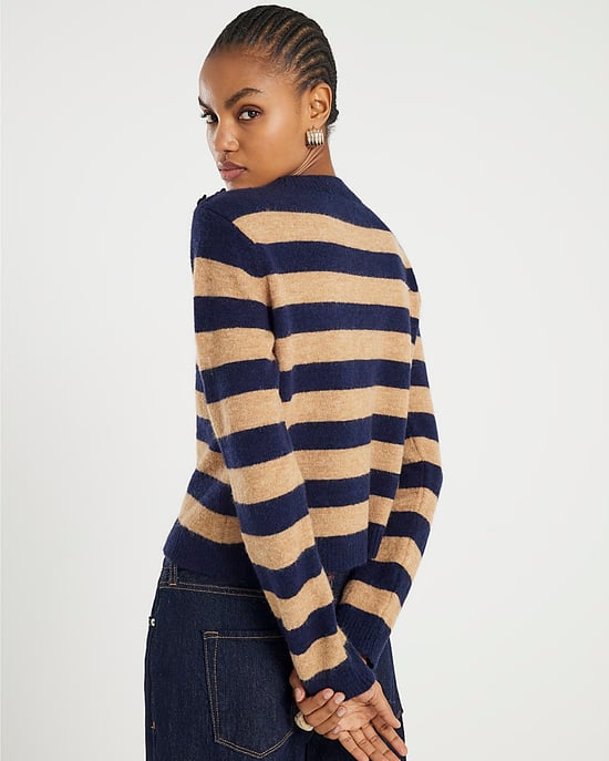 River Island Womens Jumper Navy Knitted Stripe Heart Button - Image 3