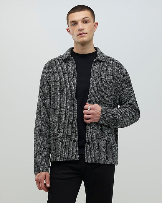 River Island Mens Shacket Grey Regular Fit Textured Collared - Image 1