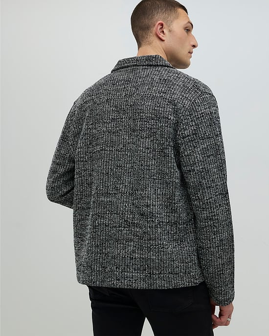 River Island Mens Shacket Grey Regular Fit Textured Collared - Image 3