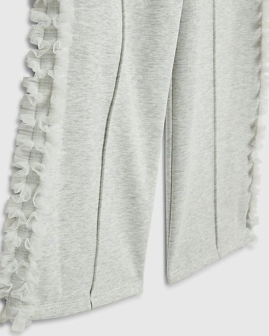 River Island Girls Sweatshirt & Joggers Set Grey Bow Ruffle 2 Piece - Image 4