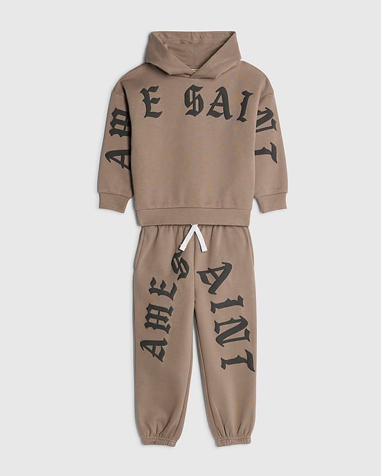 River Island Mini Boys Hoodie & Joggers Set Brown Ame Saint 2 Piece - Image 5
