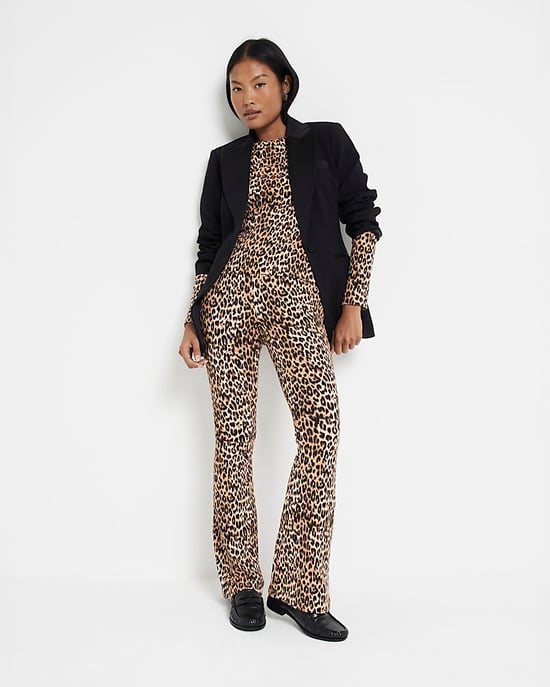 River Island Womens Top & Flared Leggings Set Petite Brown 2 Piece - Image 5