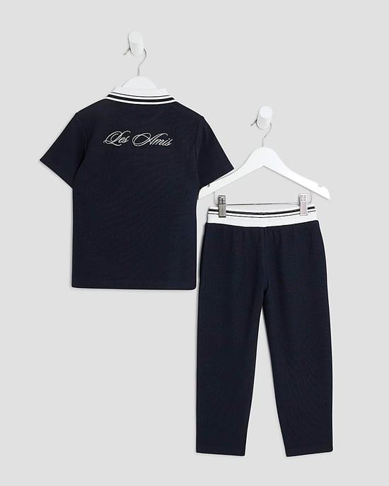 River Island Mini Boys Polo Shirt & Joggers Set Navy 2 Piece - Image 2