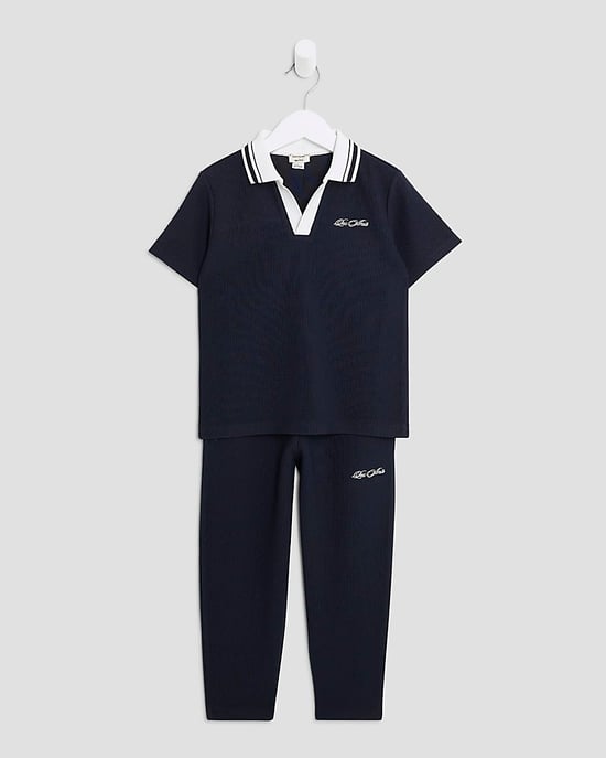 River Island Mini Boys Polo Shirt & Joggers Set Navy 2 Piece - Image 5